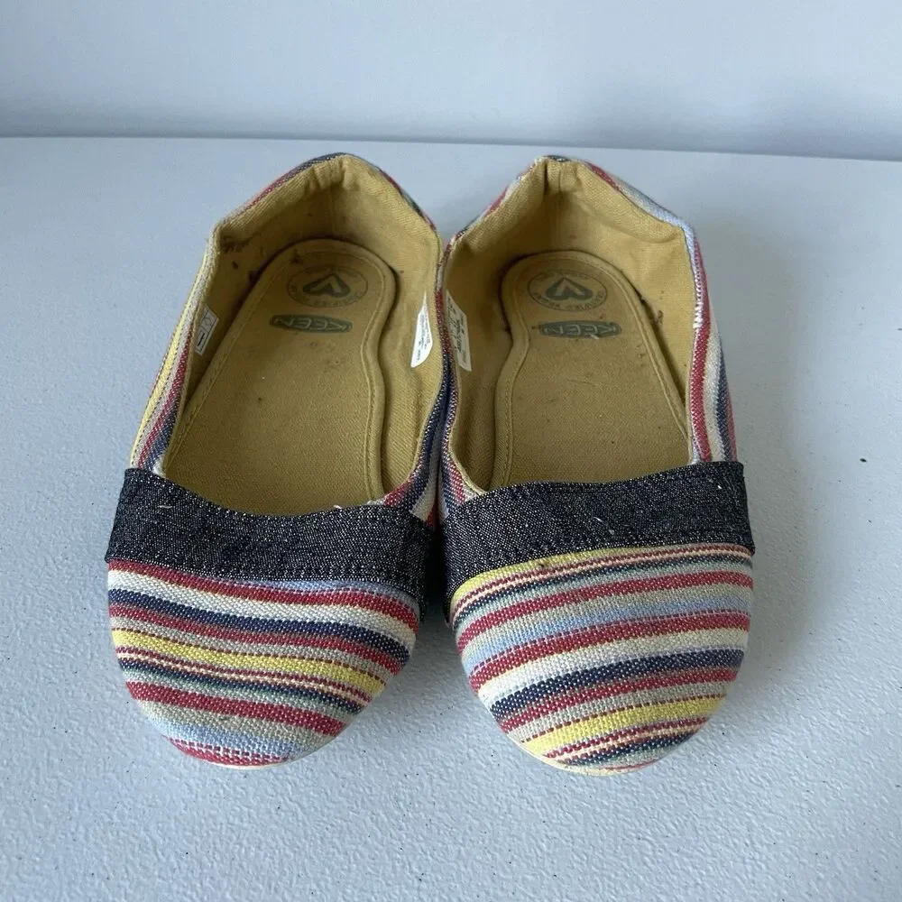 KEEN Cortona Boho Striped Canvas Ballet Flats Shoes Slip On Comfort Size 8